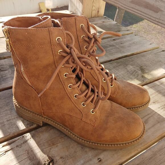 Camel brown combat/hiking boots, size 8 - Picture 1 of 6